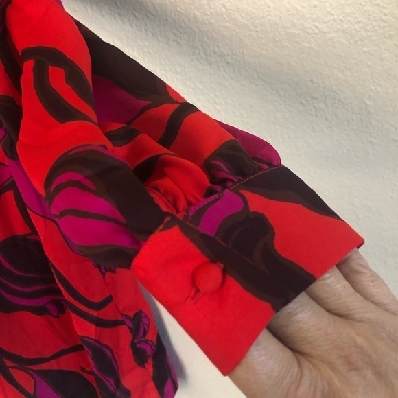 Who What Wear Bold Floral Long Sleeves Back Button Keyhole Shift Dress Size XS - Picture 6 of 15